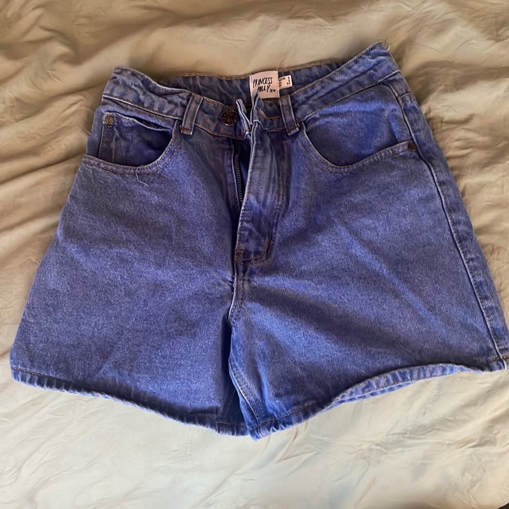 High Waisted Medium Wash Denim Shorts